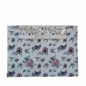 Cedarlane Purple Floral Placemats 13x18 Set of 6 Easy Care NEW